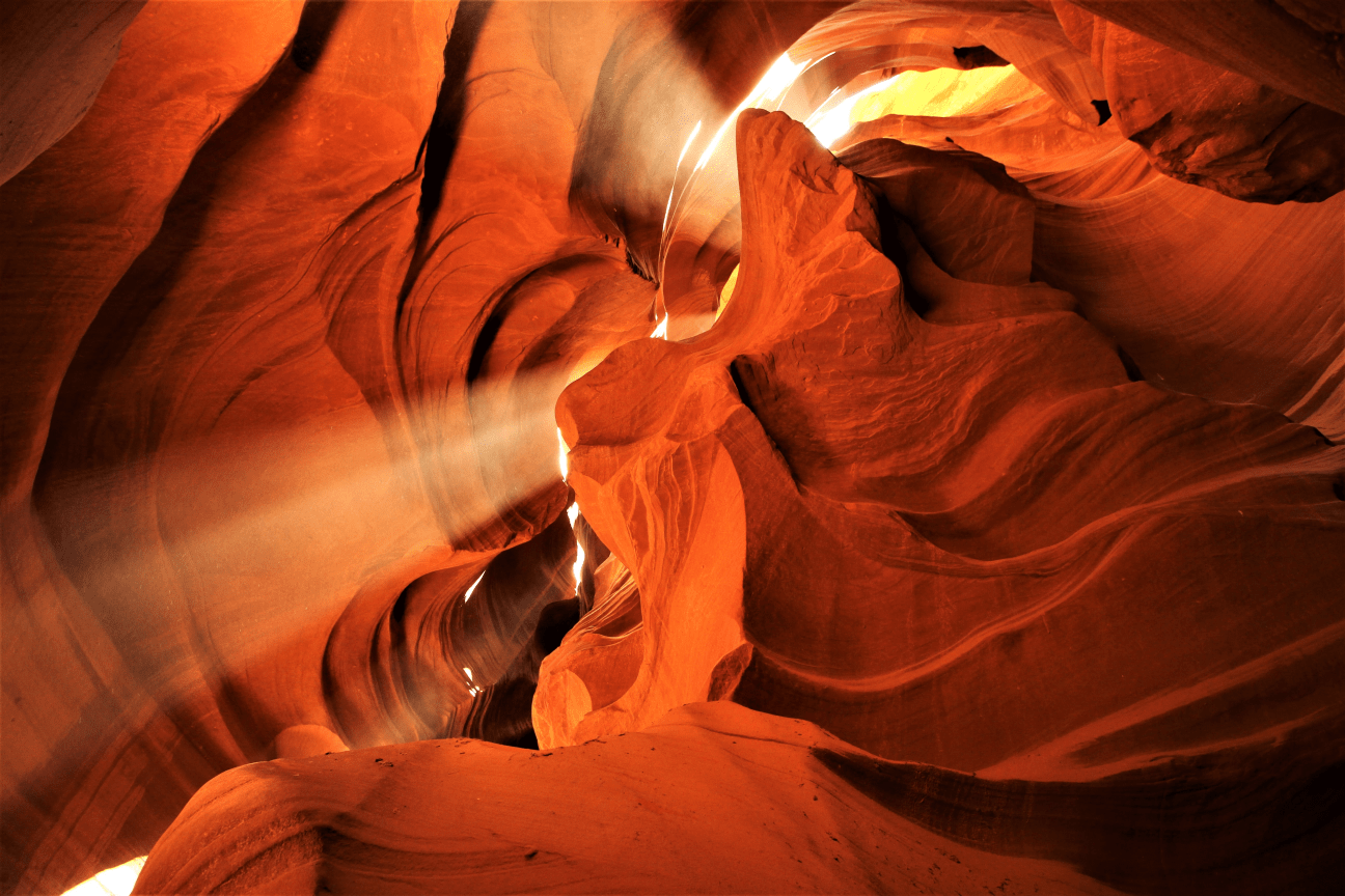 Sun Shinning through red rock canyon